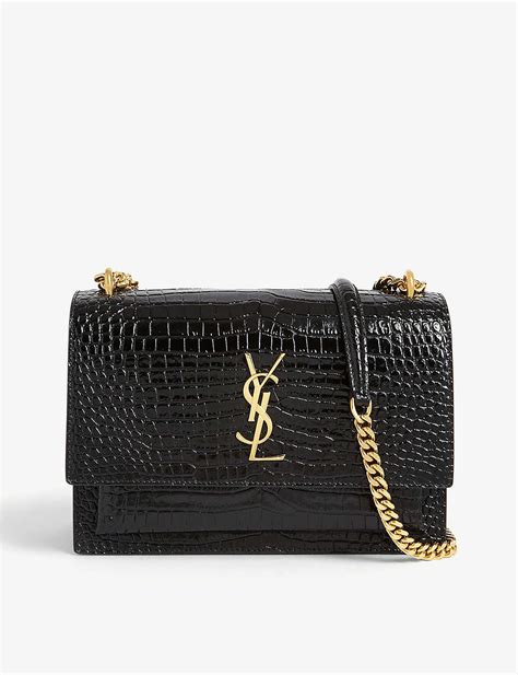 ysl croc sunset bag black and gold|Saint Laurent Sunset Medium YSL Crossbody Bag in Croc .